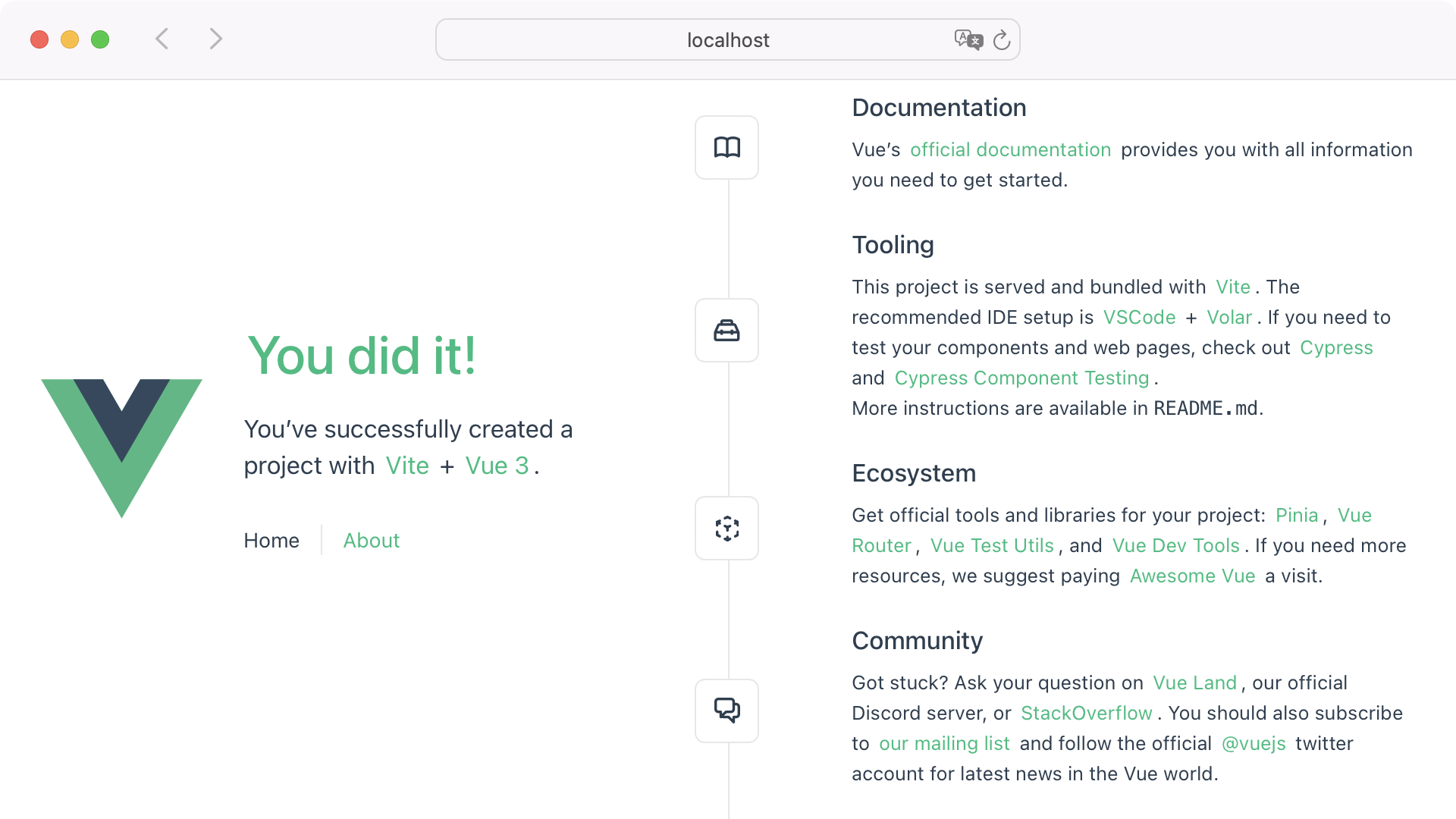 Vite Server Landingpage
