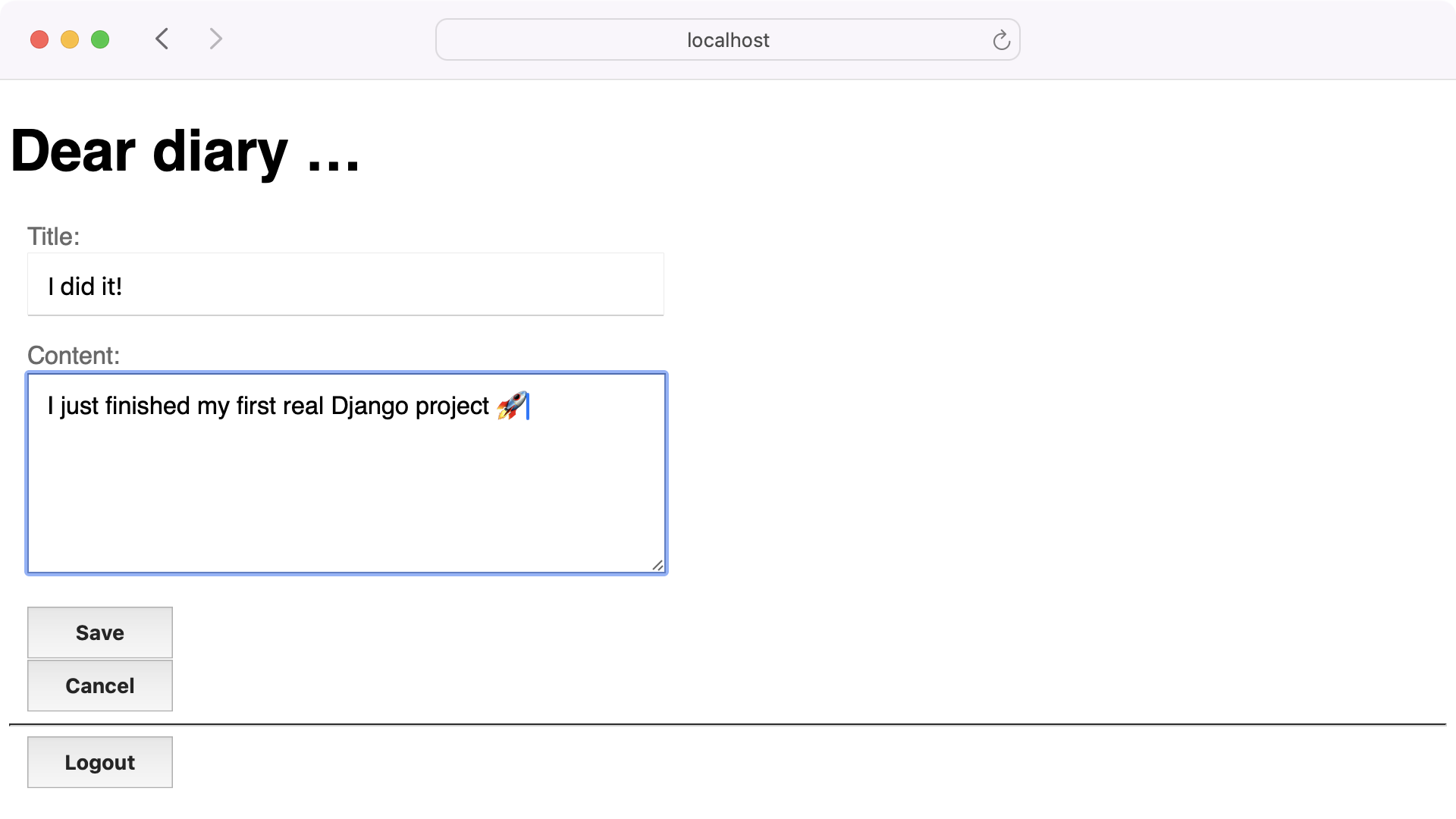 Django Diary Final Entry