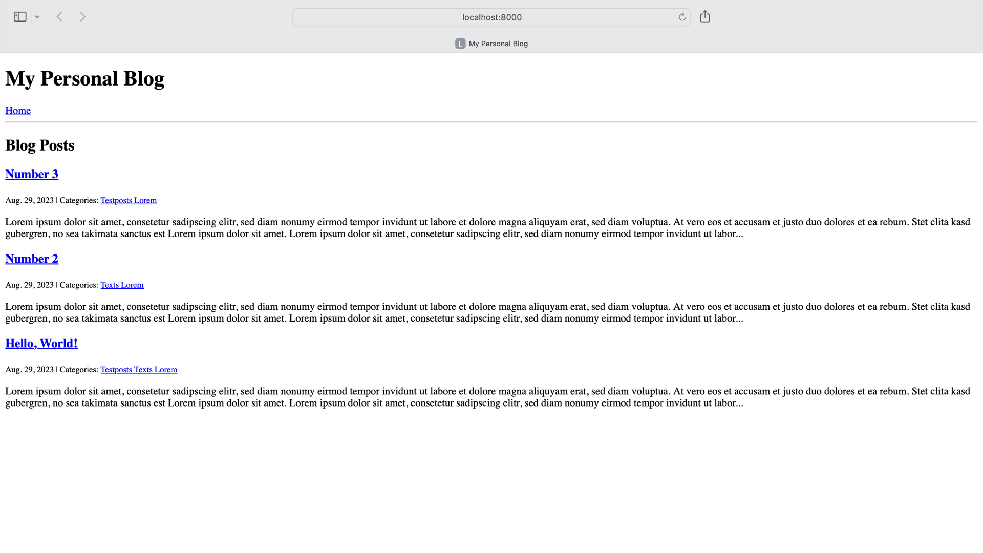 Django blog with no styling