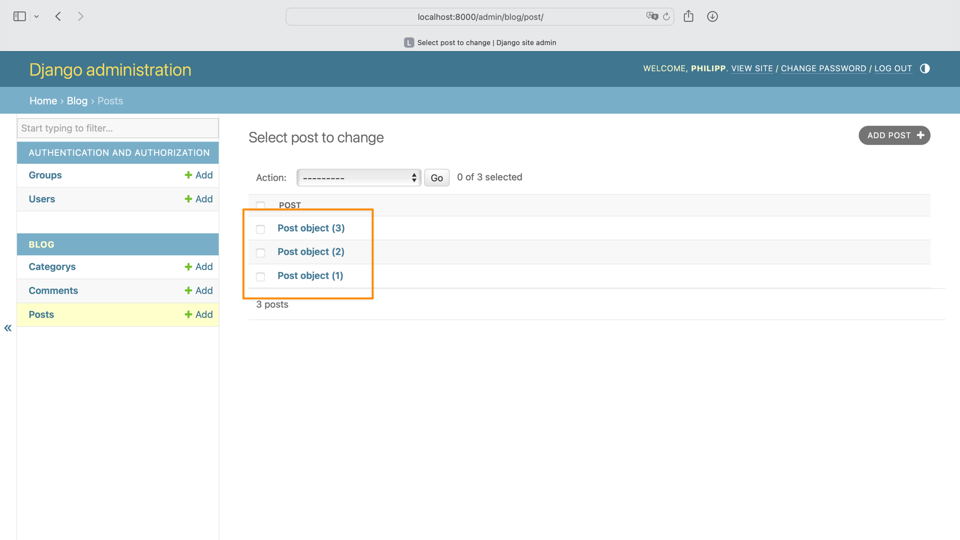 Django Admin site raw model representation