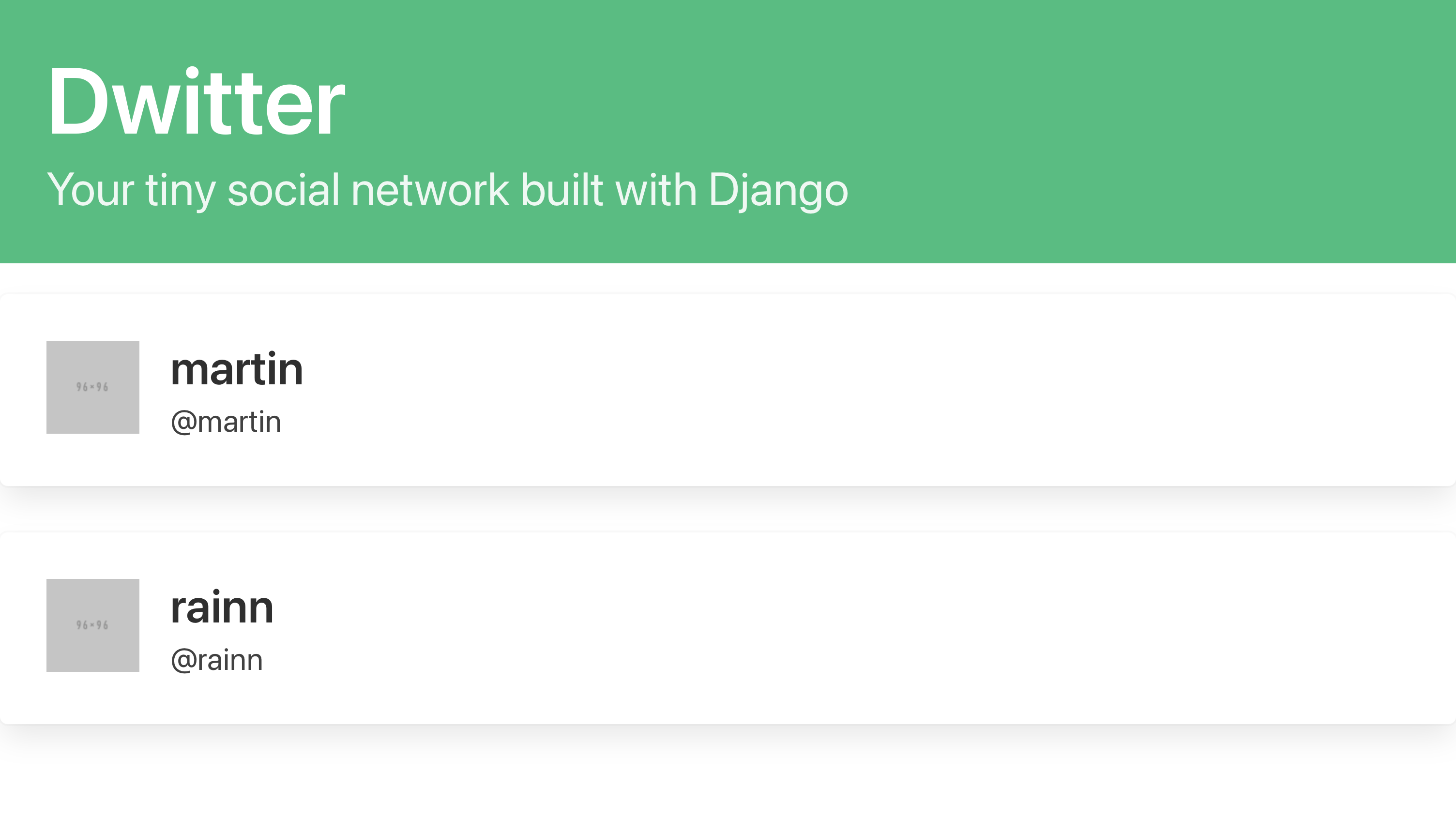 Django Social user profile list page styled with Bulma CSS