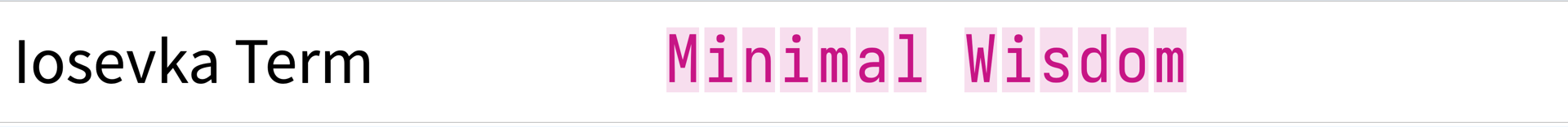 Screenshot of Iosevka Term showing the string "Minimal Wisdom"