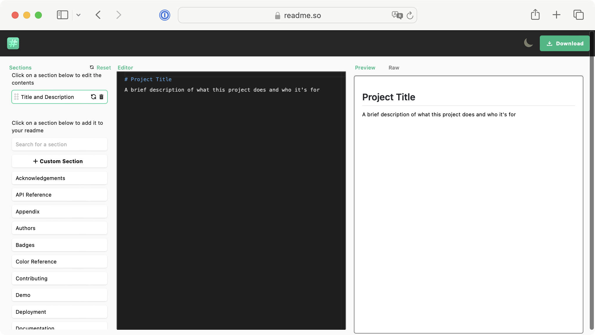 The readme.so Online Editor