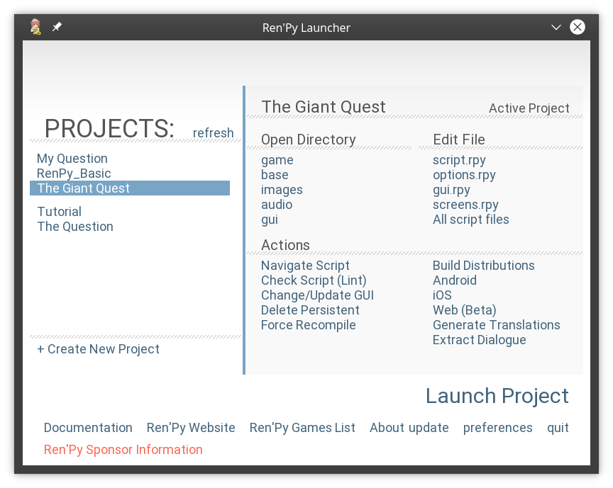 The Ren'Py Launcher