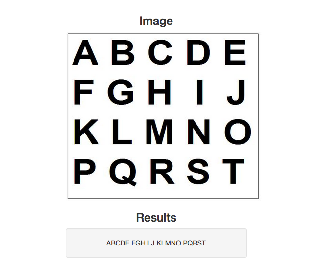 Python OCR demo recognizing the letters of the alphabet