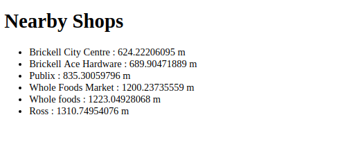 Nearby shops