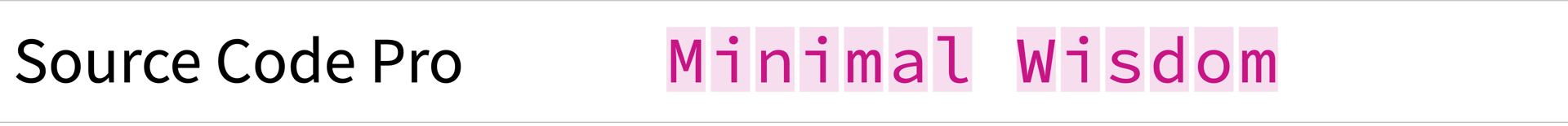 Showing the width of the Source Code Pro font